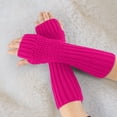 thumbnail image 3 of Gants Roses Mitaines Mode Femmes Manches Tricotées Sans Doigts Gants d'Hiver Doux Chauds Mitaines, 3 of 5