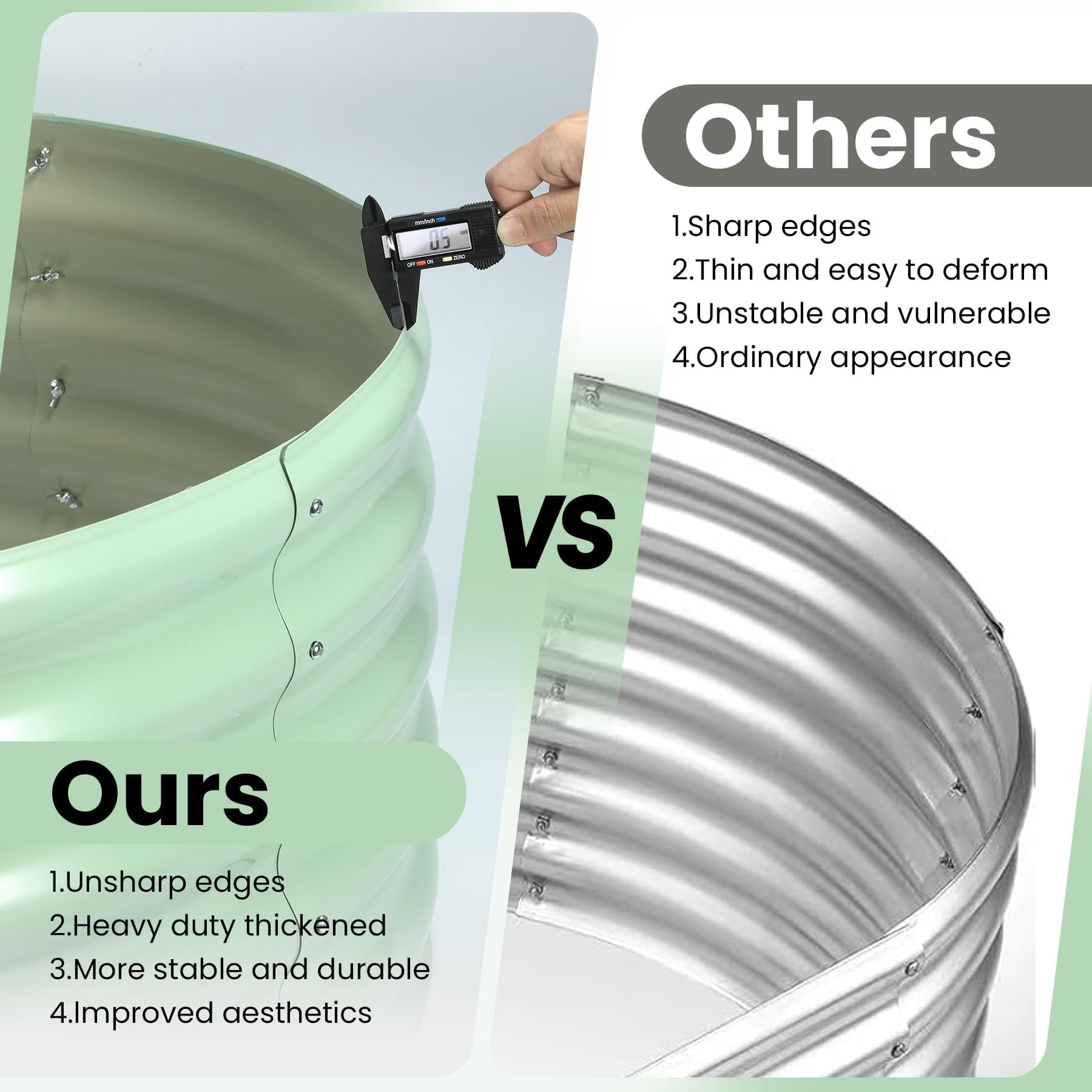 Heavy Duty Metal Raised Garden Bed – 8x2x1FT Oval Planter Box for Outdoor Vegetable, Flower, Herb Gardening, for Garden & Backyard & Patio, Olive Green