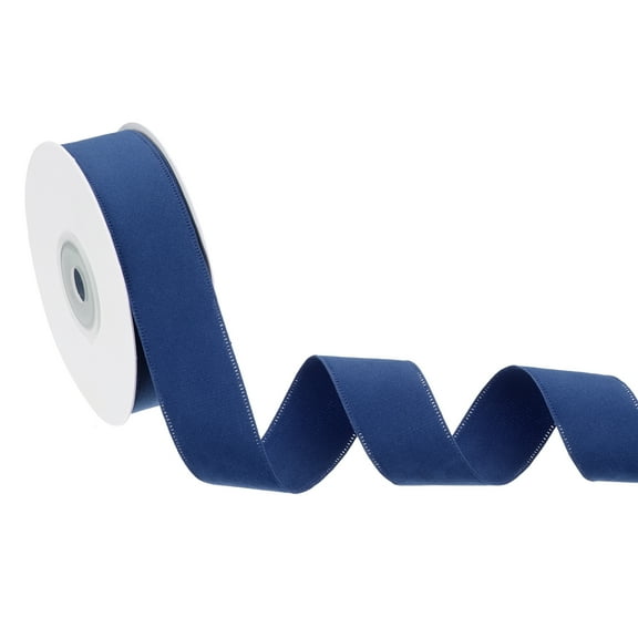Double Face Velvet Ribbon for Gift Wrapping, 1 Inch x 10 Yard Velvet Wired Vintage Trim Ribbons, Navy Blue