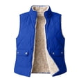 thumbnail image 6 of Women Fleece Lined Quilted Vest Sleeveless Zip up Outerwear Lapel Collar Warm Waistcoat Casual Fall Winter Gilet with Pockets Blue L, 6 of 7
