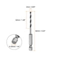thumbnail image 2 of Uxcell 2pcs Brad Point Drill Bit 3mm (3/25") Dia 1/4" Hex Shank Wood Drill Bits Bearing Steel Drilling Tool, 2 of 6