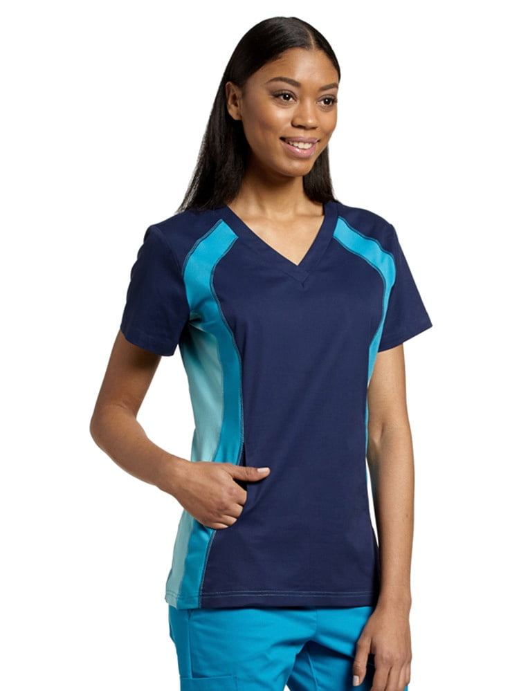 White Cross Allure by White Cross Women's VNeck Side Panel Solid Scrub Top