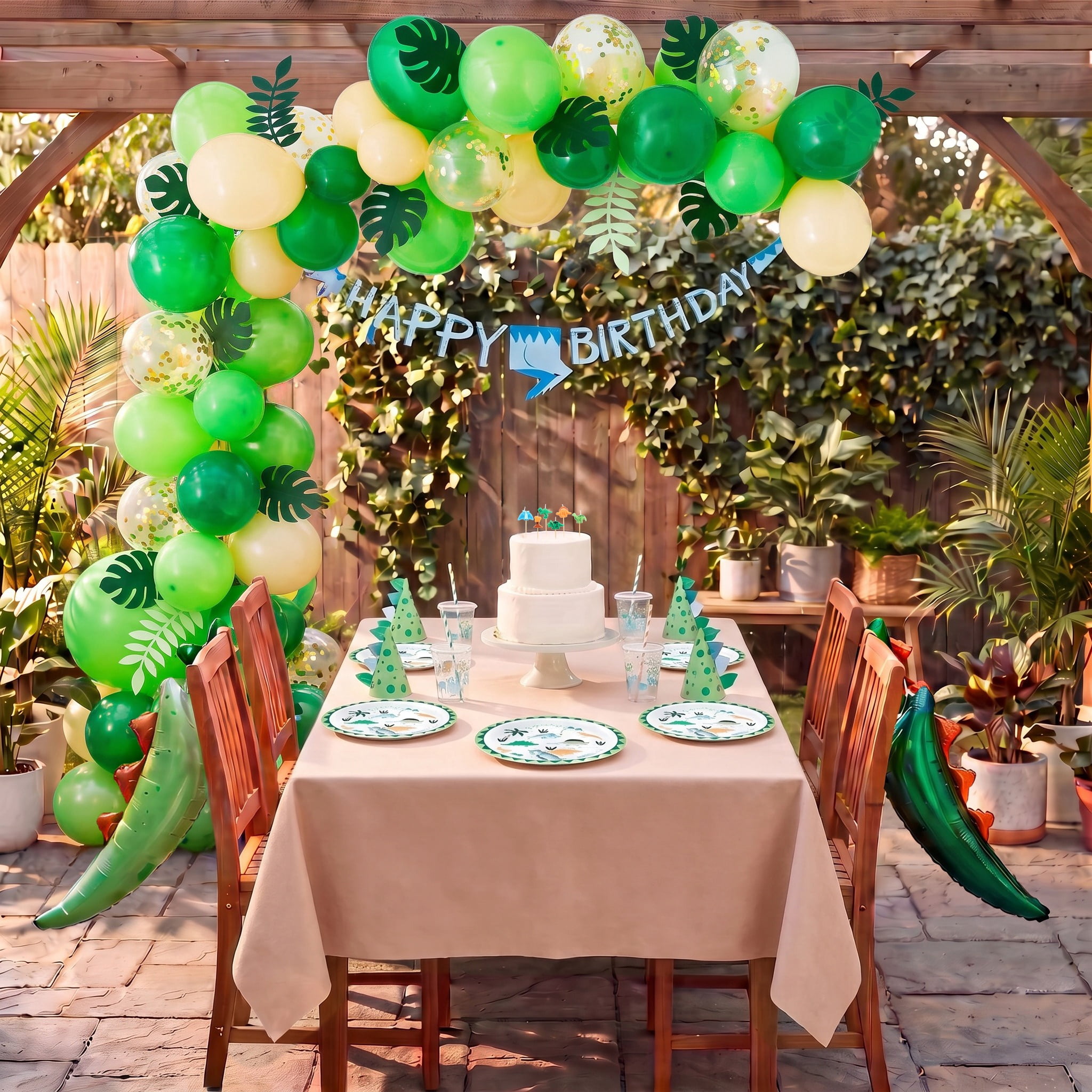 Green Dinosaur Tail Foil Balloon Set, 4 Count, by Way To Celebrate