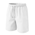 thumbnail image 4 of Resicozy Mens Casual Shorts Cotton Elastic Waist Shorts Drawstring Summer Beach Shorts with Pockets White 2XL, 4 of 5