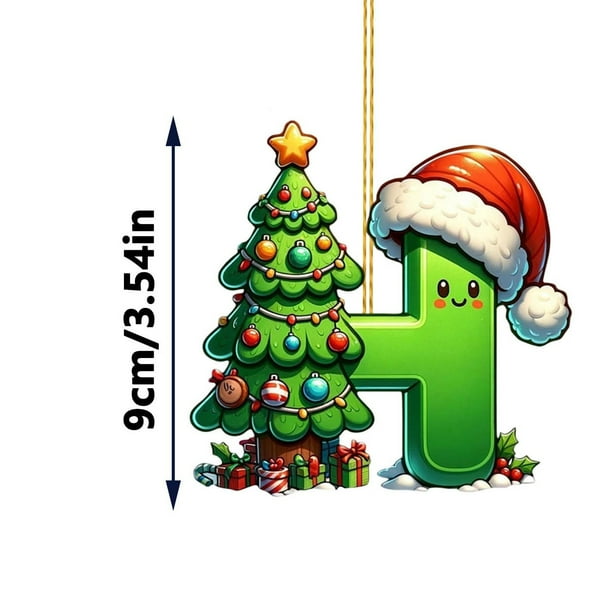 Rapeiae 2D Acrylic Christmas Tree 26 Letter Pendant Decorative Gift Family Christmas Party Pendants