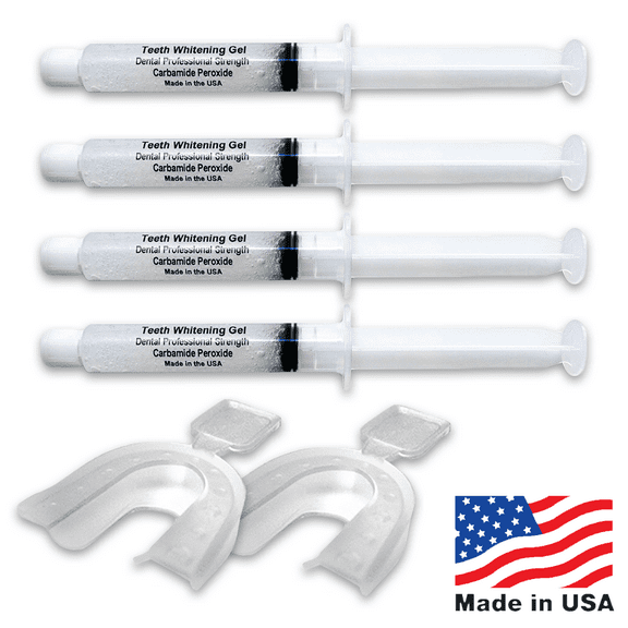 4 Always White Teeth Whitening 22% Gel Syringes! + 2 Free Thermoforming Trays! Made in USA!