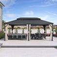 thumbnail image 2 of PURPLE LEAF 12' X 20' Patio Hardtop Gazebo with Galvanized Steel Double Roof Aluminum Metal Gazebo for Lawn and Garden Included Netting and Beige Curtains, 2 of 9