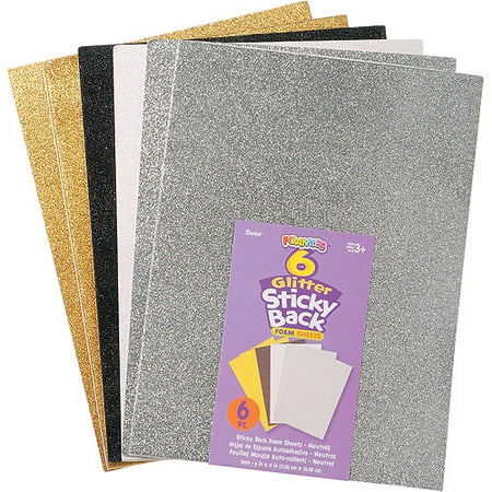 Darice Glitter Sticky Back Foam Sheets, 9" x 12", 6/pkg