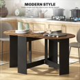 thumbnail image 4 of Rustic Brown Oval Folding Dining Table - Space-Saving Drop Leaf Kitchen Table for 6 | Living Room, Dining Room Accent Table, 4 of 7