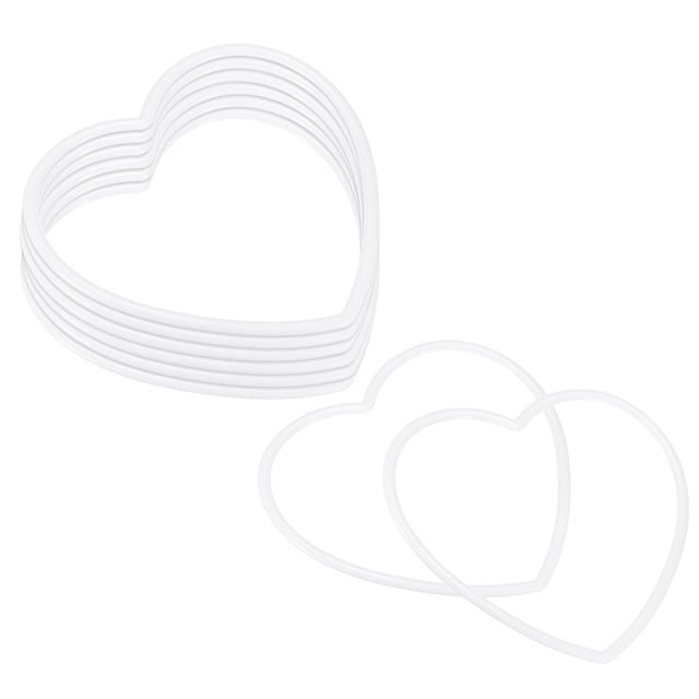 Uxcell Paquete de 8 Anillos de Atrapasueños, 7.9 Pulgadas, Forma de Corazón de Plástico, Aro de Macramé para Decoraciones de Manualidades DIY en Blanco