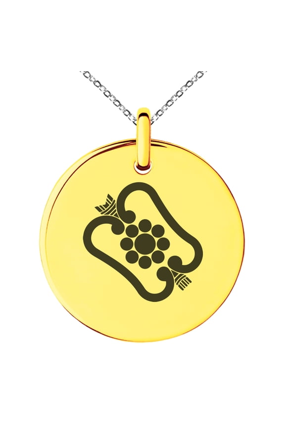 Stainless Steel Obata Samurai Crest Engraved Small Medallion Circle Charm Pendant Necklace