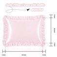 thumbnail image 3 of Funda de almohada Homiest con volantes, satén, tamaño queen, rosa rubor, juego de 2, 3 of 7
