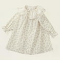 thumbnail image 4 of Tao Tao Baby Girls Long Sleeve Smocking Clothing Toddler Fall Floral Smocked Dress Vintage Dresses for Christmas Birthday Holiday Khaki 100, 4 of 9