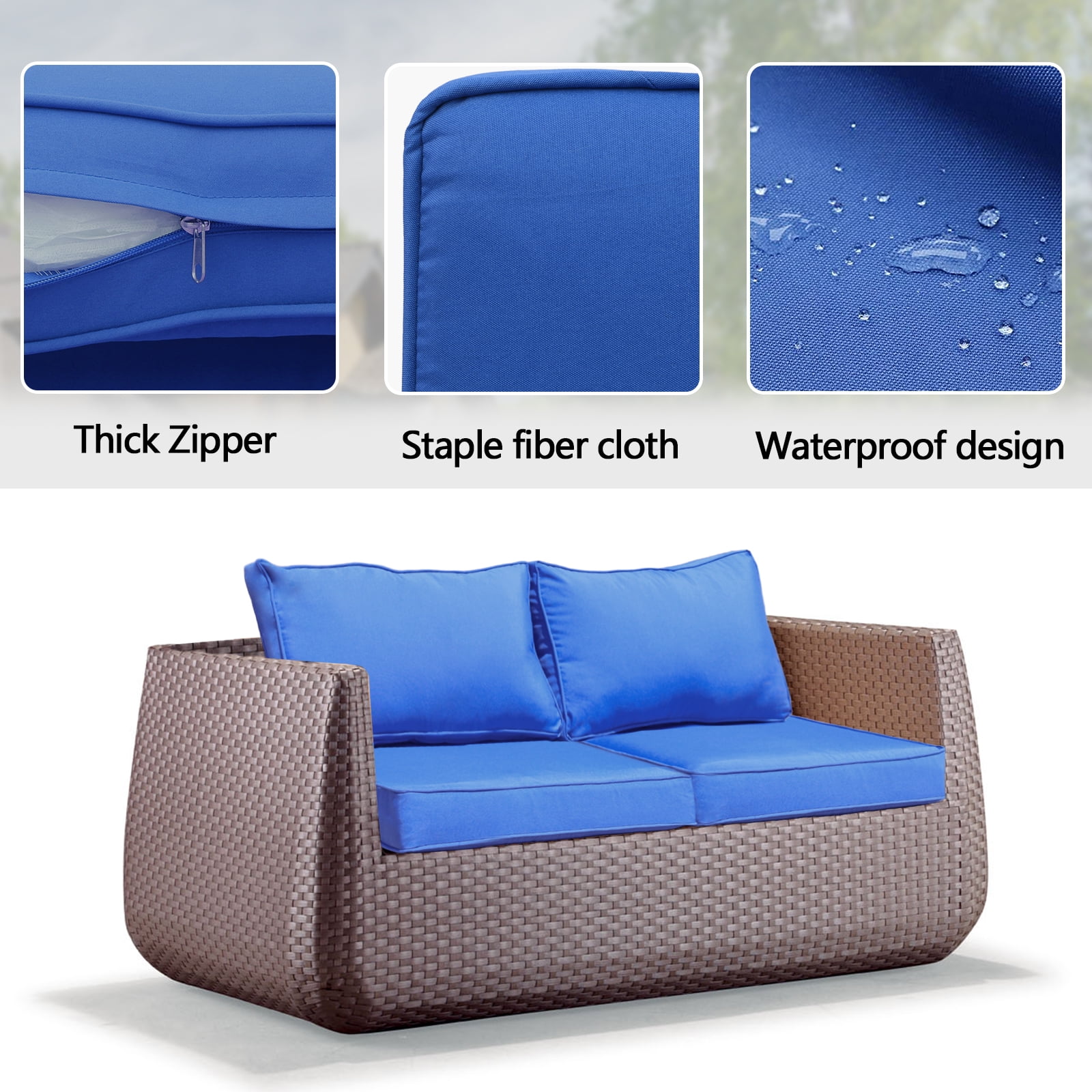 FKS LIFE Patio Cushion Covers Replacement Outdoor Patio Seat Cushion Covers Waterproof Back Cushion Slipcovers 25.6×25.6×3.94inches(4 Pack)