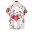 thumbnail image 3 of guisaled Mens Valentines Day Button Up Shirt Short Sleeve Hawaiian T Shirts Cute Cat Heart Graphic Tops Casual Beach Vacation Shirt Valentines Day s, 3 of 4