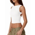 thumbnail image 2 of Women Summer Backless Tank Tops Spring Casual Basic Cute 2026 Sleeveless Shirt Vacation Outfit White M, 2 of 8