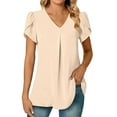 thumbnail image 2 of Tops for Women Trendy Floral Tees Women Thermal Top Raglan Top Silk Blouse Elegant Striped Sleeve Sleeve Shirt for Long Sleeved Womens Athletic Tops Womens Tunic Sweater Short Beige M, 2 of 6
