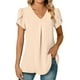 thumbnail image 2 of 2025 Top túnica de manga corta con cuello en V de gasa para mujer, ideal para leggings - Mezcla ligera de rayón, tallas S-XXL, 2 of 6