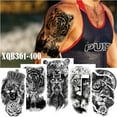 thumbnail image 2 of Pegatina de papel para tatuaje de animales, tigre, león, cabeza de lobo, medio brazo, pegatina grande de transferencia de agua, 2 of 6