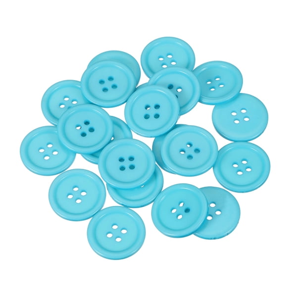 Uxcell 22 Pcs Botón de Resina Azul, Botones de Costura Redondos de 1 Pulgada (25 mm) con 4 Agujeros, Botón de Tamaño Pequeño para Hacer Manualidades de Ropa