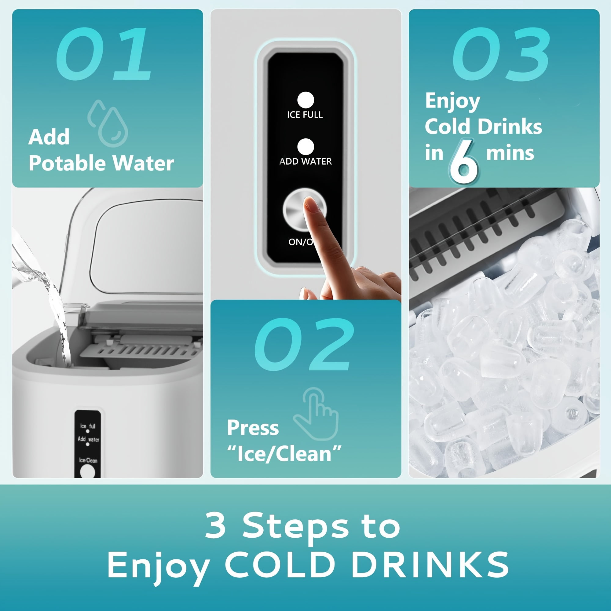 Fanruina 26 29Lbs Bullet Ice Maker 6 Minute Quick Ice Self Cleaning Portable Countertop Ice Machine for Home Office RV