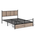 thumbnail image 2 of Queen Size Canopy Bed Frame, HSUNNS 2 Storage Drawers Platform Bed Frame with Footboard and Wooden Headboard, Removable Canopy, Under-Bed Storage, Noise Free, Easy Assembly, Black+Brown, 2 of 9