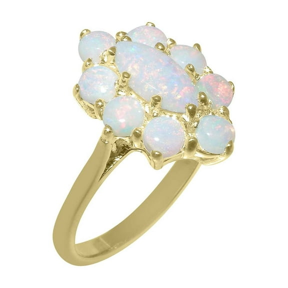 LBG British Made 14k Yellow Gold Natural Opal Womens Statement Ring - 33 size options - Size 10