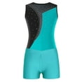 thumbnail image 3 of Aislor Kids Girls Shiny Diamond Sleeveless Gymnastics Leotard Biketard with Shorts Set Workout 6-14 Blue Green 12, 3 of 7