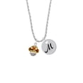 thumbnail image 2 of Delight Jewelry Goldtone Translucent Brown Center with Clear Crystals Spinner Silvertone Script Initial Disc - M - Charm Necklace, 20"+3", 2 of 4