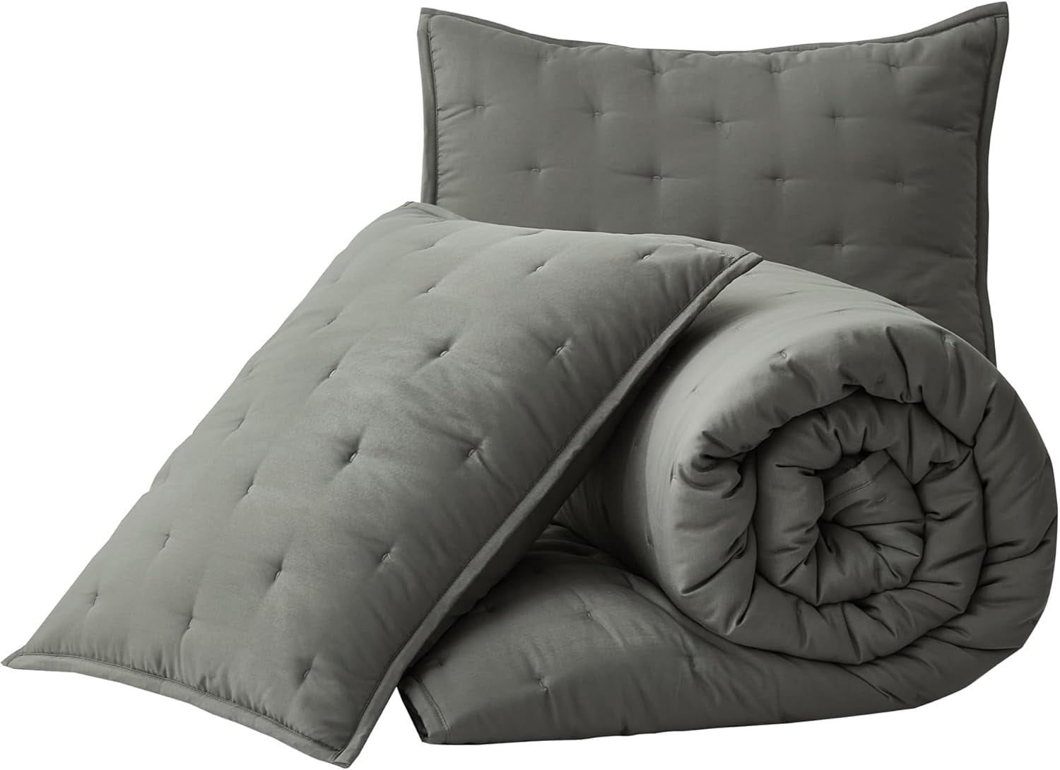Chezmoi Collection Glen 3-Piece Crescent Stitched Quilt Set, Queen Size, Dark Gray, Rayon Derived from Bamboo & Polyester Blended, Soft Breathable Cooling Bedspread for Hot Sleepers