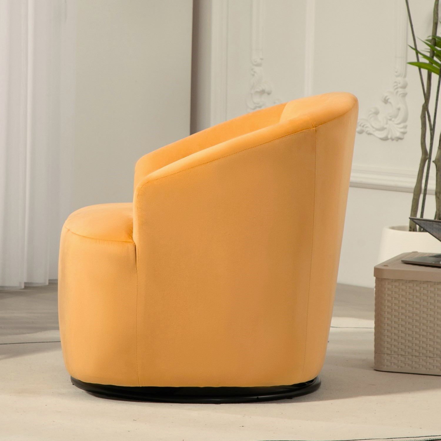 US Pride Furniture Accent Chair with Barrel-shaped Design and 360 Degree Swivel Feature Mustard Yellow