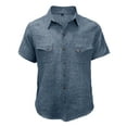 thumbnail image 5 of TAGOLD Mens Summer Short Sleeve Turndown collar Blouse & Shirt Solid Color Linen Pocket Button Top, 5 of 5
