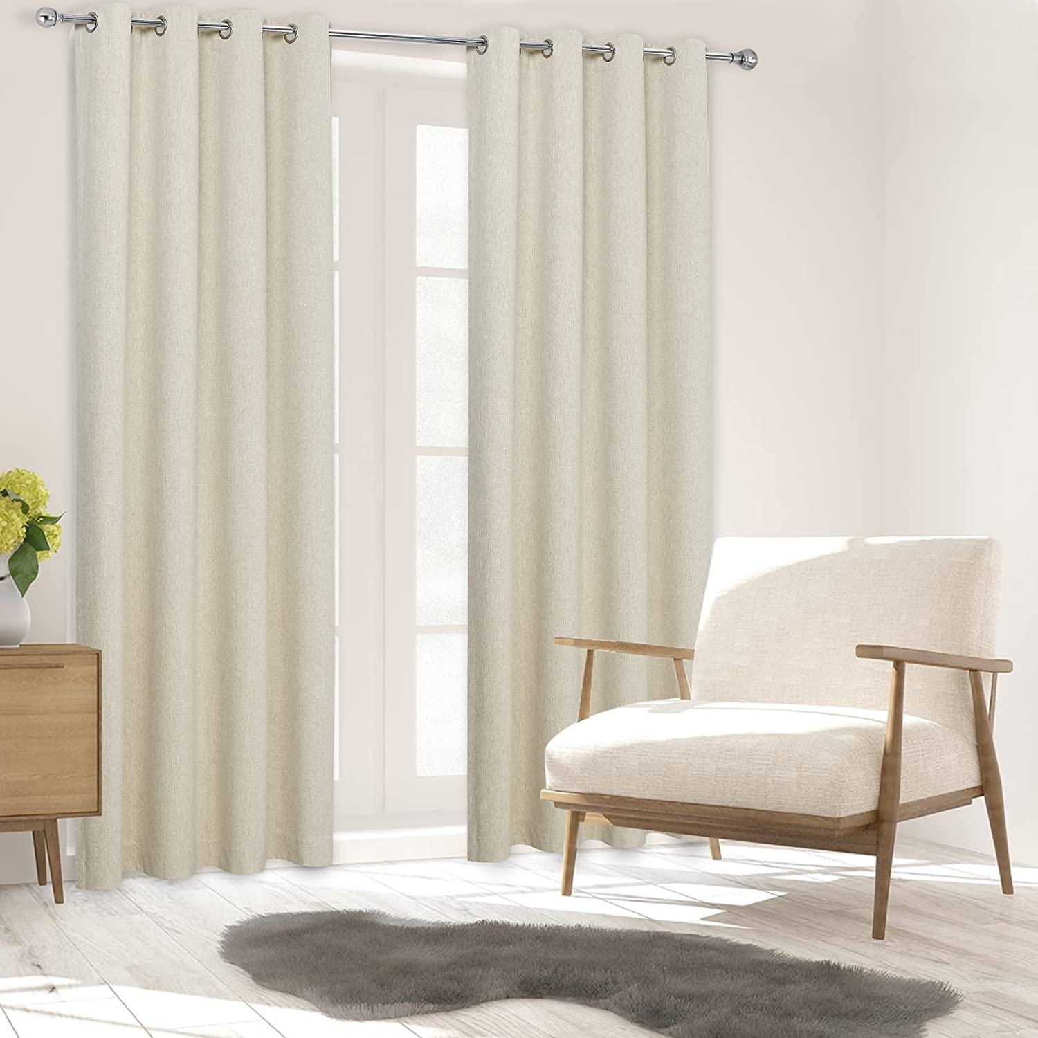 Cortinas aislantes térmicas opacas, 1 panel, beige, 132x160cm/132x213cm