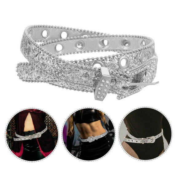 LULULION Womens Rhinestone Belt PU 1Pack