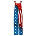 thumbnail image 5 of Wiyuqeen Womens 4th of July Overalls Patriotic American Flag Rompers Spaghetti Strap Jumpers Casual Loose Harem Jumpsuits Plus Size Linen Pants, 5 of 6