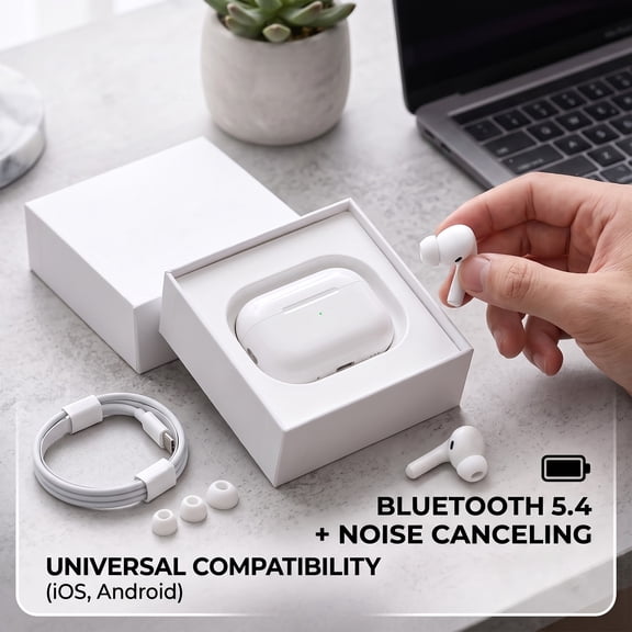 Keai Wireless Earbuds Bluetooth 5.4 with Active Noise Cancellation, 6 Hour Battery, USB-C Charging Case, IPX4 Water Resistant