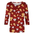 thumbnail image 3 of Hauts à Manches 3/4 pour Femmes Mode Féminine T-Shirt Imprimé Noël Blouse à Manches 3/4 Col Rond Hauts Décontractés Hauts à Col Haut pour Femmes Hauts à Manches 3/4 T-Shirts pour Femmes Mode, 3 of 5