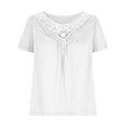 thumbnail image 2 of Plebaso Plus Size Tops for Women Lace V Neck Short Sleeve Tunic Shirts for Women Soft Casual Dressy Blouses, 2 of 5
