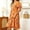Orange, variant on QUNYINEY Floral Womens Dresses Summer Short Sleeve A Line Midi Sundress Loose Fit Ruffle V Neck Flowy Casual Dresses