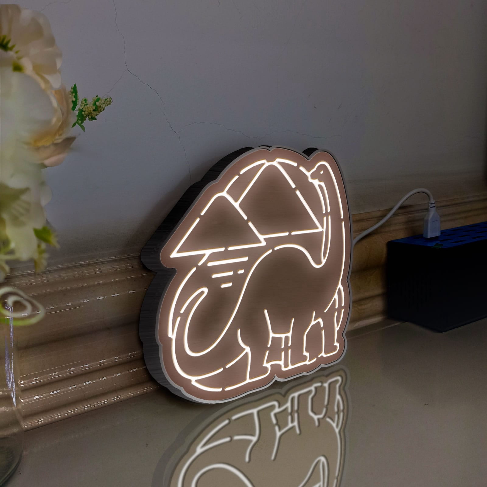 Dinosaur Led Light Box, Dimmable Neon-Like Light Signs USB Power for Wall Decor Bedroom Decoration, Static Light (WxH) 6"x6"