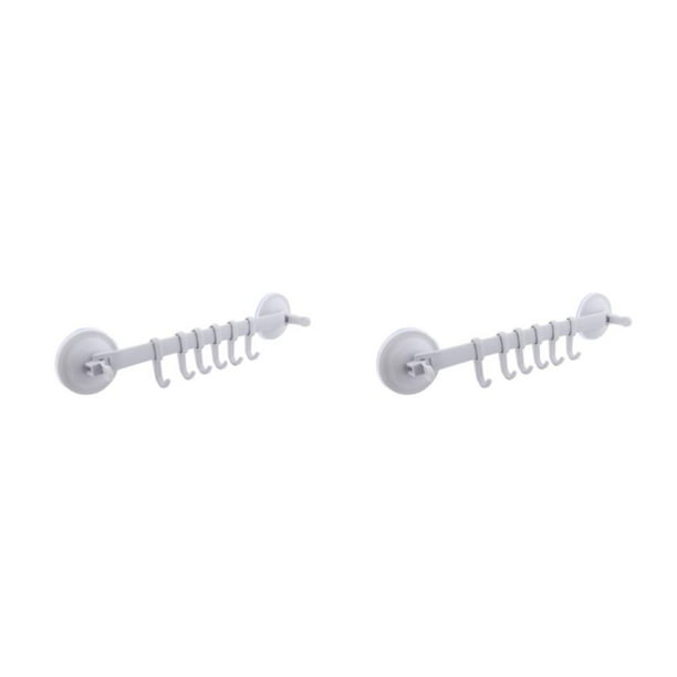 Inteprter Colgador de pared 6 ganchos estante ajustable estantes colgantes organizador ventosa toalla ventosa almacenamiento sin rastro hogar Blanco 2piezas