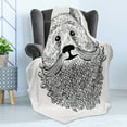 thumbnail image 4 of Indie Soft Flannel Fleece Throw Blanket, Doodle Style Sketch Bear Portrait with Curly Beard and Mustache Cool Animal, Cozy Plush for Indoor and Outdoor Use, 70" x 90", Black White, by Ambesonne, 4 of 5