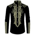 thumbnail image 2 of Camisas con cuello vuelto y botones con estampado dashiki africano para hombre, blusas casuales de manga larga, ropa de calle de estilo étnico, camisa, 2 of 5