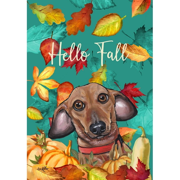 Dachshund Red - Hippie Hound Studios Fall Garden Flag