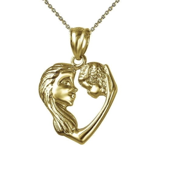 925 Sterling Silver Yellow Gold Plated 1mm Cable Chain Necklace w/ Heart Pendant Charm