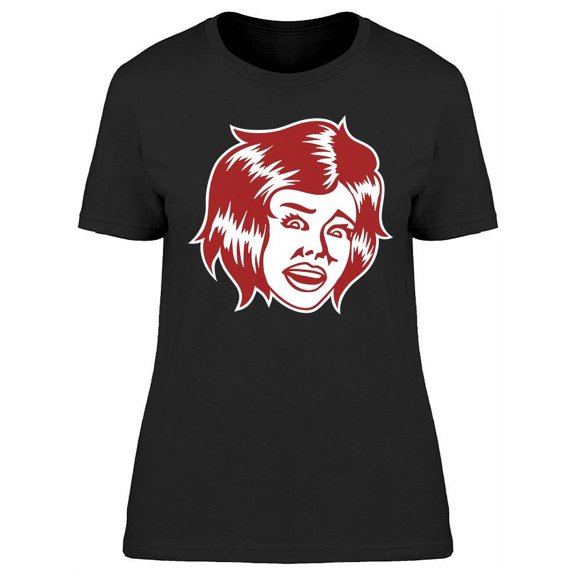 Scared Woman Cartoon T-Shirt Women -Image by Shutterstock, Female Large