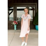The Pioneer Woman Short Sleeve Embroidered Umbrella Dress, Womens