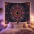 thumbnail image 2 of Celestial Mandala with Eclipse Moon and Stars, Mystical Boho for Astrology Fans, Celestial Wall Art, Housewarming Gift, Tapestry Wall Hanging for Meditation Room and Bedroom, 2 of 7