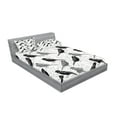 thumbnail image 2 of Ambesonne Grey Fitted Sheet & Pillow Sham Set, Vintage Style White Roses, Queen, Grey White, 2 of 2