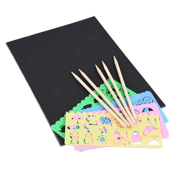 Bewildely Papel para pintar y rayar para niños, hoja de papel artístico para dibujar DIY con plantillas y bolígrafos Juguetes Educativos
